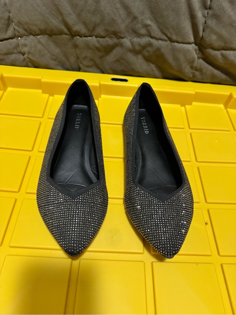 torrid Black Embellished Pointed Toe Flats 12WW